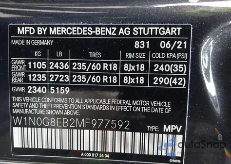 2021 Mercedes-Benz Glc 300 4Matic Suv z USA, uszkodzony, nr VIN W1N0G8EB2MF977592